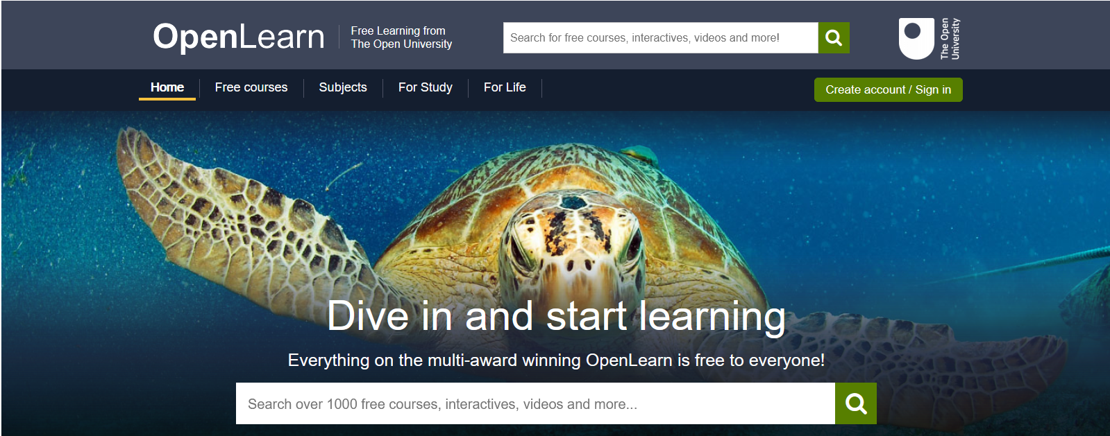 OpenLearn home page
