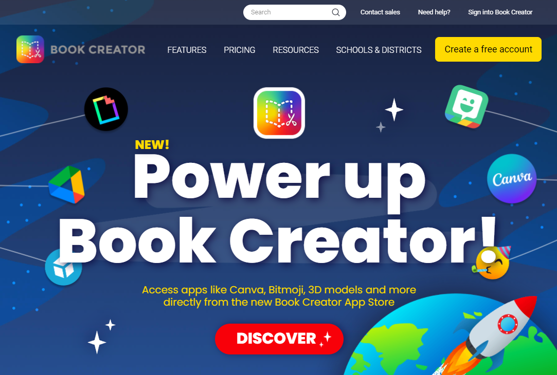 home page of Book creator