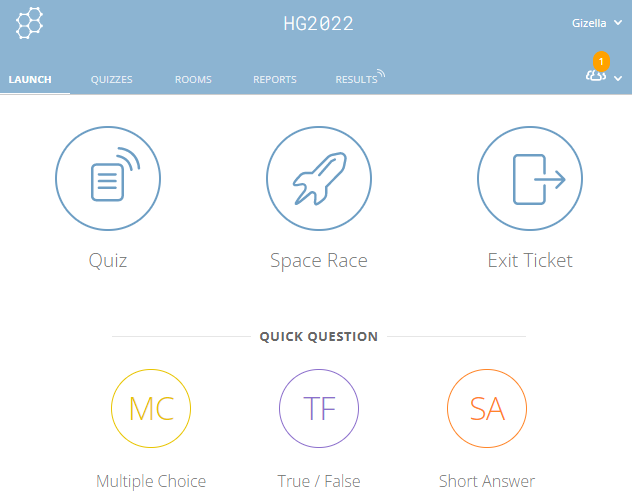 Socrative dashboard